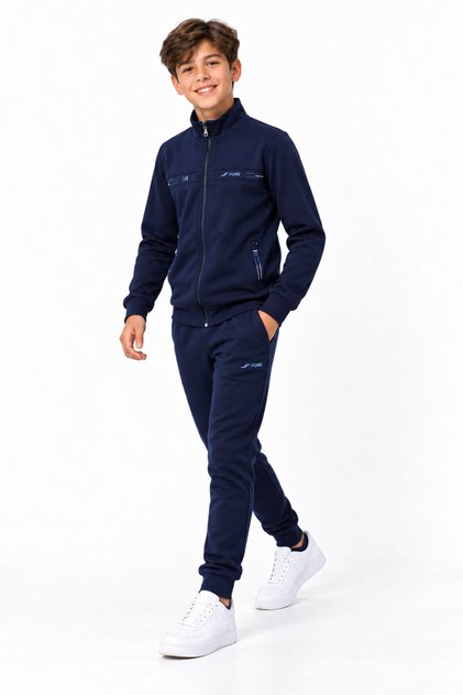Kids Boys 2 Thread Navy Blue Tracksuit Set