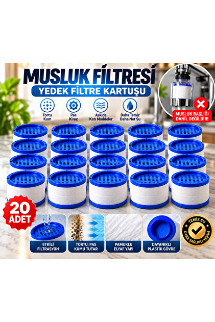 Musluk Su Filtresi 20 Adet Yedek Filtre – Tortu, Pas, Kum ve Kireç Tutucu