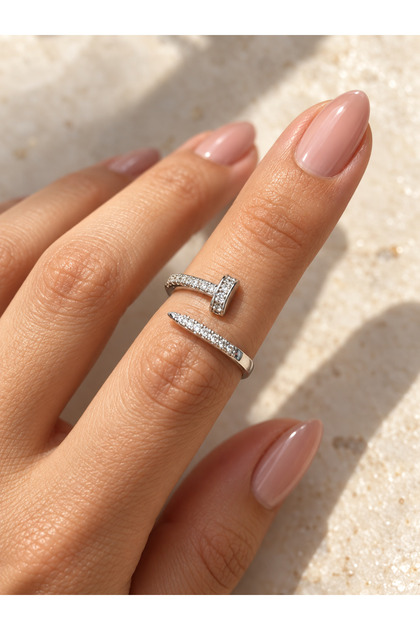 Women's Nail Model Zircon Stone Adjustable Ring Stylish and Elegant Design