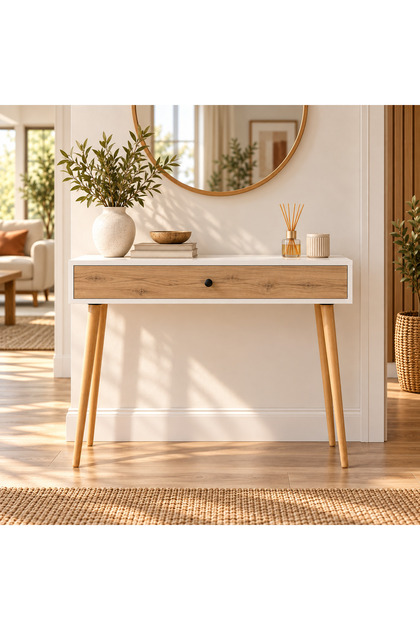 Erva 100 cm Tek Kapaklı Ahşap Ayaklı Dresuar -Beyaz - Atlantik Çam