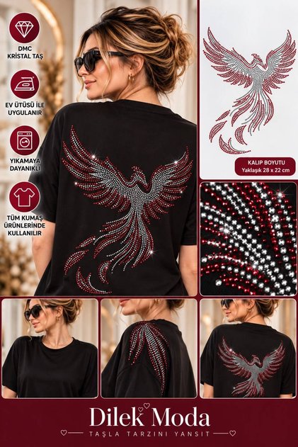 ütü ile yapışan anka kuşu dmc kristal