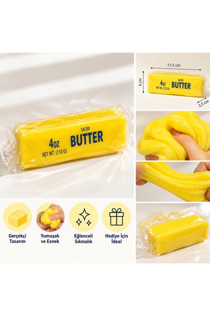 Butter Görünümlü Yumuşak Sıkmalık Slime Oyuncak 113 g Sarı