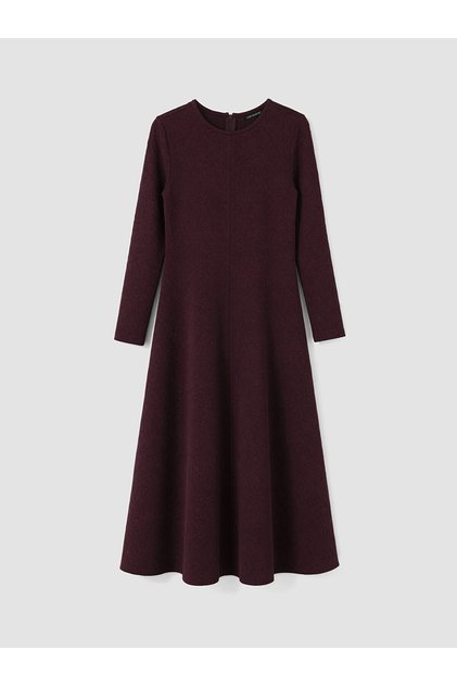 Gencc Quality with Lcw Modest Brown Plain Standard & Regular Oval Neck Long Dress