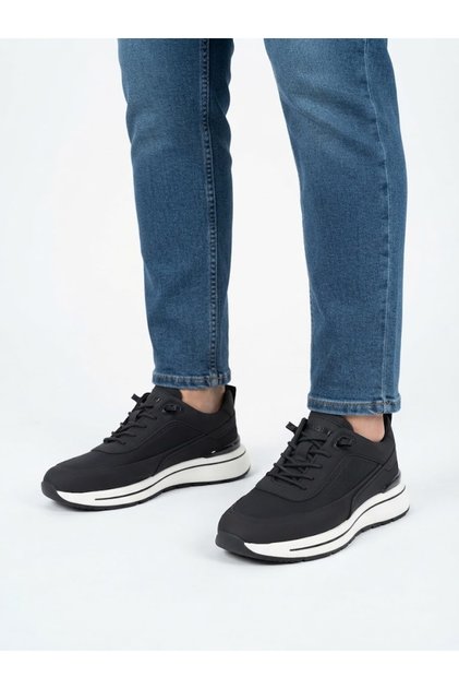 Men's Black Genuine Leather Orthopedic Imported Sole Casual Shoes