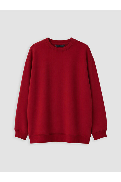 TexX Store Kalitesi LCW Modest Bordo Düz Standart & Regular Kadın Sweatshirt Tunik
