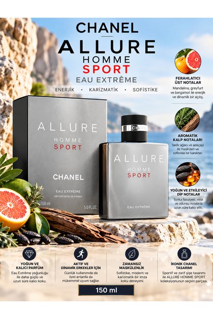 Chanel ALLURE HOMME SPORT Eau Extrême 150 ml – Aromatik, Odunsu ve