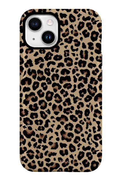 iPhone 15 Uyumlu - Klasik Leopar, Çift Katmanlı Kapak, Parlak Yüzey Koruyucu Kılıf