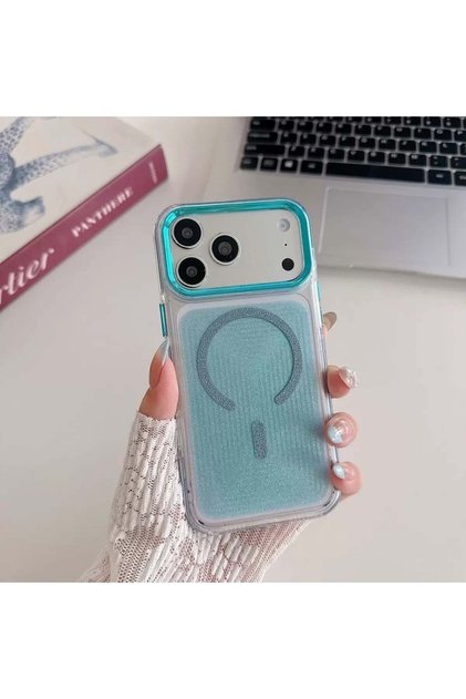 Apple iPhone 17 Compatible Blue Shimmer Glitter M-Safe Case