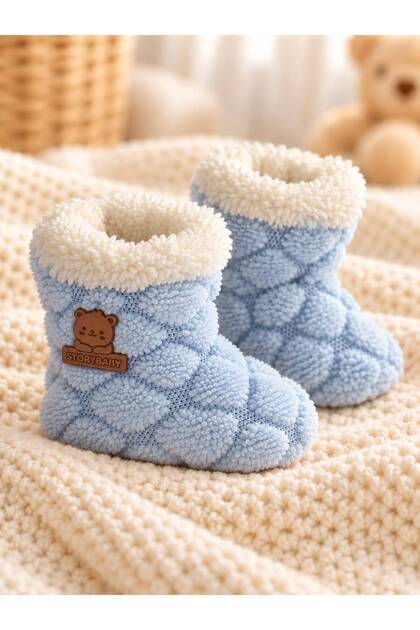 Bebek Panduf Peluş Bot Patik Ayıcık Figürlü Kız Erkek