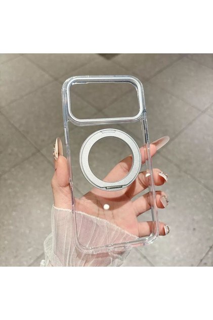Apple iPhone 18 Pro Max Compatible Transparent Armor Stand Premium Non-Yellowing Transparent iPhone Case