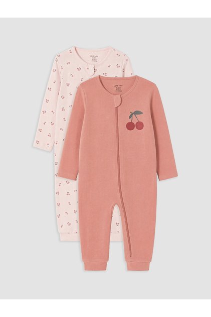 2-Piece Cherry Printed Baby Girl Jumpsuit
