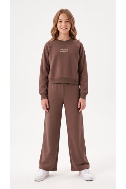 New Team London Printed Soft Textured-Comfort Fabric Girls' Top and Bottom Tracksuit Set