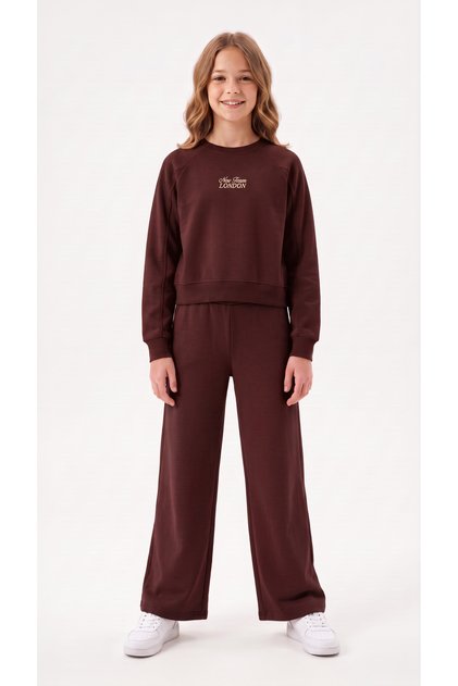 New Team London Printed Soft Textured-Comfort Fabric Girls' Top and Bottom Tracksuit Set