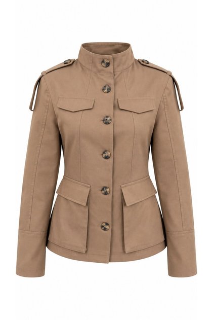 Dark Beige Gabardine Trench Coat - 1707