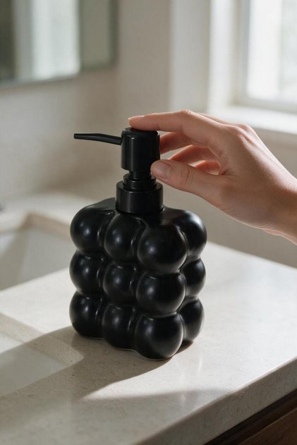 Bubble Glass Liquid Soap Dispenser Black 300ml
