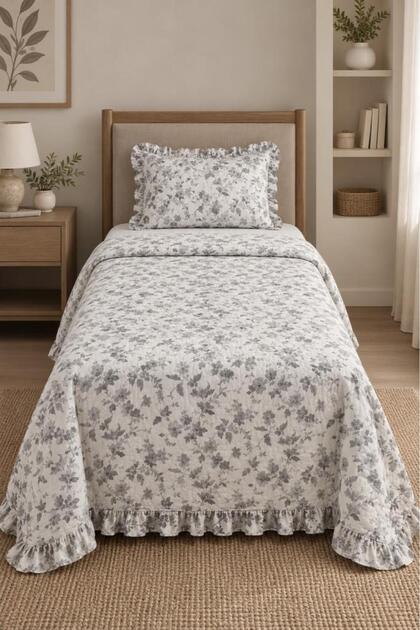 Sereni Fiber Filled Single 180X240 cm Bedspread Gray