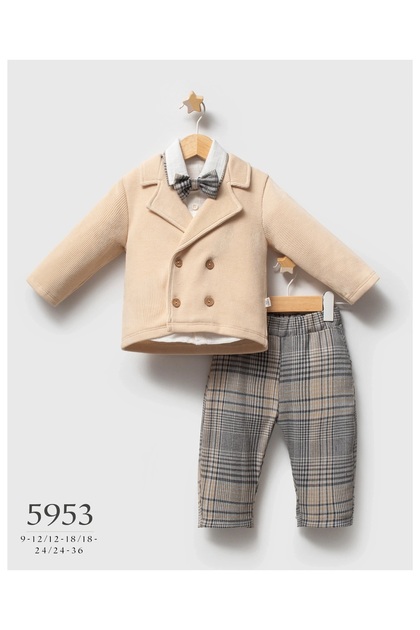 Baby Boy 3-Piece Plaid Pants Set with Bow Tie