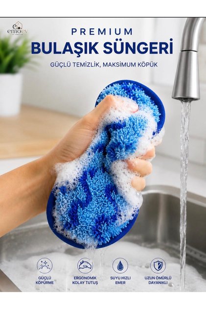 Çift Taraflı Mikrofiber Bulaşık Ve Temizlik Süngeri Çizmez Mutfak Ve Tezgah Süngeri