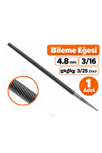 4,8 mm 3/16 Motorlu Testere Zincir Eğesi 3/25 Zincir Uyumlu Yuvarlak Bileme Eğesi 1 Adet