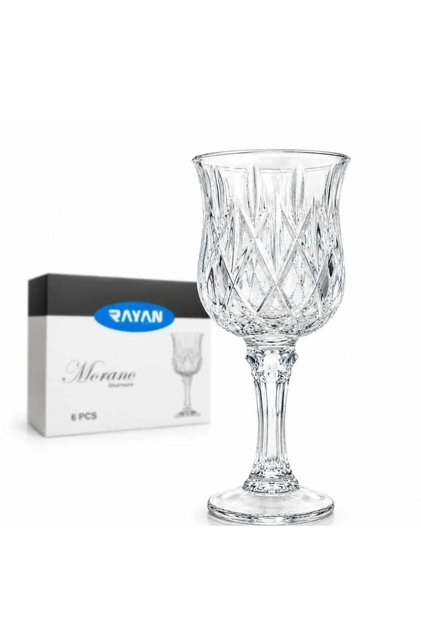 Set de 6 pahare cu picior din sticlă, 16 cm, Morano 180 ml