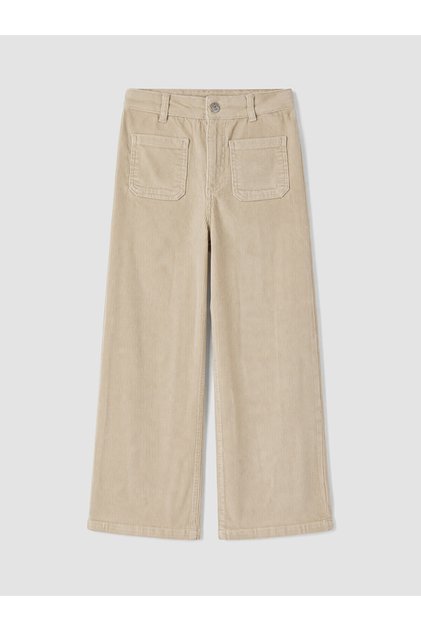 Two Mt Shop Quality Beige Regular Fit Girls' Velvet Trousers
