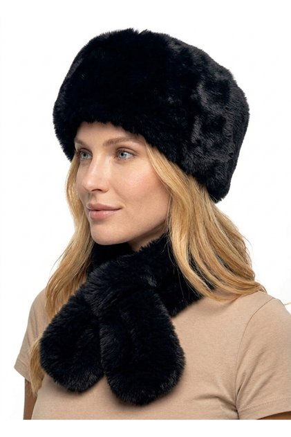Premium Women's Faux Fur Hat and Plush Scarf Set - Soft Textured Lined Winter Hat and Scarf Set