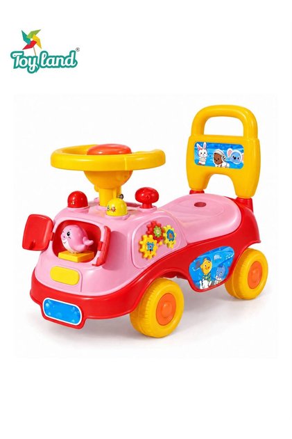 Kids Ride-On Push Car with Steering Wheel, Music & Light Effects, Under-Seat Storage & Backrest – Foot-to-Floor Toddler Sliding Vehicle Toy for Indoor & Outdoor Play