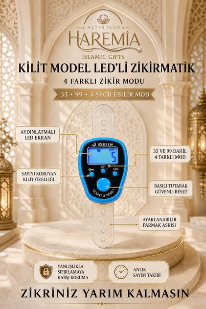 Led Zikirmatik with Lock Feature | 4-Mode Digital Zikirmatik Lighted Counter Prayer Beads