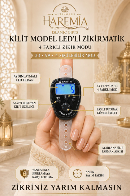 Led Zikirmatik with Lock Feature | 4-Mode Digital Zikirmatik Lighted Counter Prayer Beads
