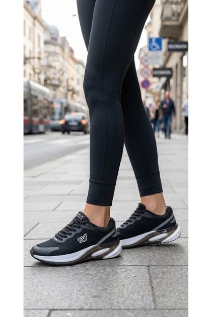 Women's Unisex Black Thick Air Orthopedic Comfortable Sole Daily Walking Running Sneaker Sports Shoes