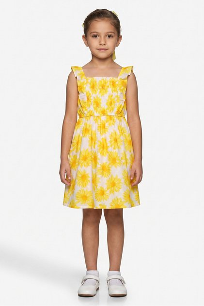 Kids Girl Floral Print Dress, Multicolor