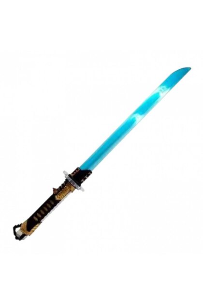 Sabie Katana de jucărie cu lumini și sunete pentru micuți samurai și ninja, 77 cm, albastru