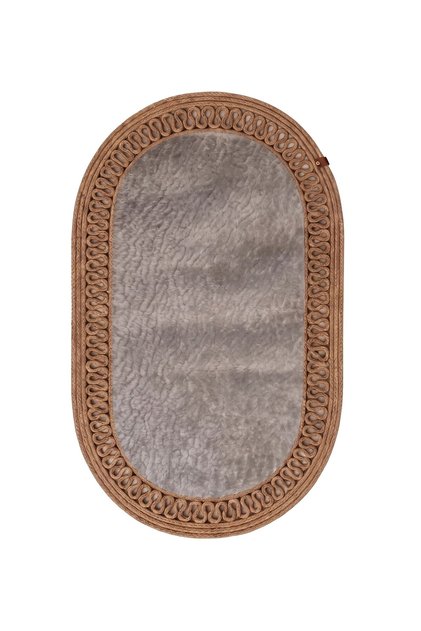 Luna Series Plush Textured Oval Mat 60X100 cm - Non-Slip Wide Bath Mat with Jute Edges