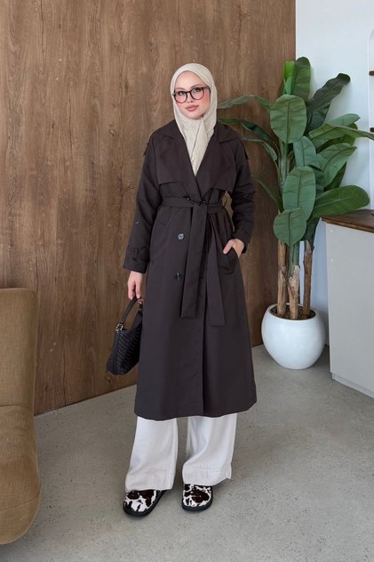 Rain Long Trench Coat Brown