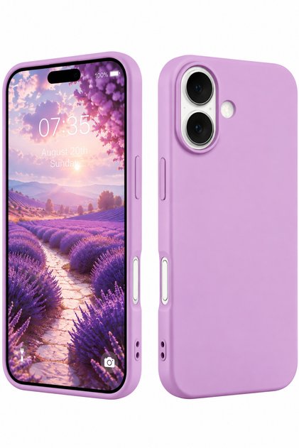 iPhone 17 Case with Velvet Interior, Raised Screen and Camera Protection, Flexible Silicone Cover, Soft Lavender