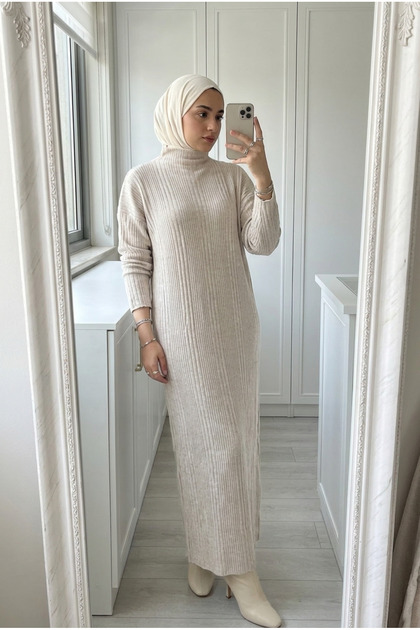 Women's Ribbed Knitwear Loose Long Dress