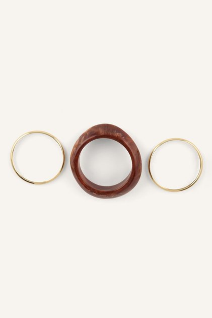 Women's 3-Piece Resin and Metal Ring Bracelet I6610Axns