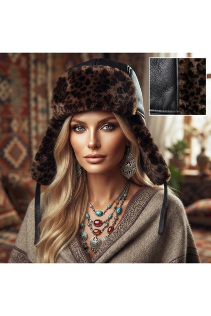 100% Sheepskin Eared Usanka Genuine Lambskin Pilot Hat