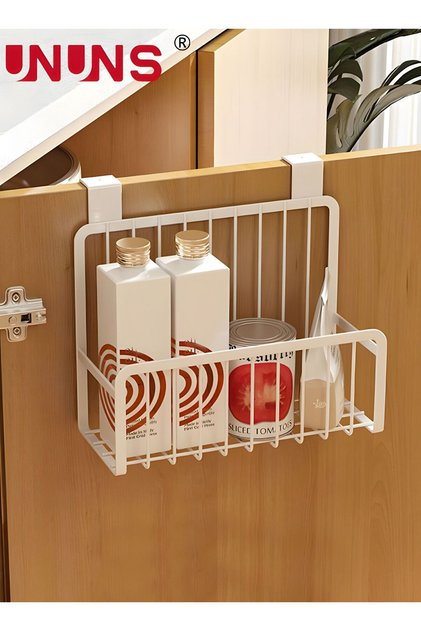 Kitchen Storage Basket,Over The Cabinet Door Grid Storage Holder,White