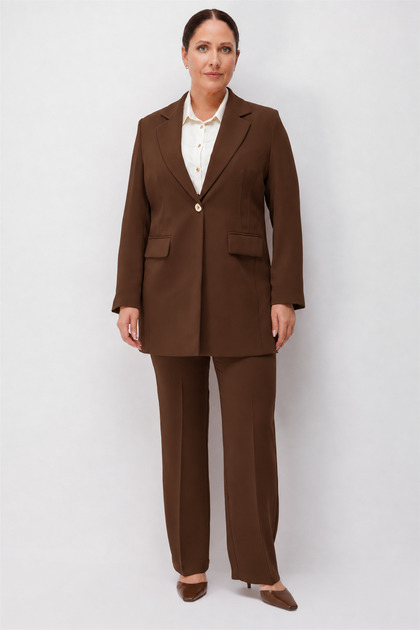 Wide Leg Plus Size Fabric Trousers