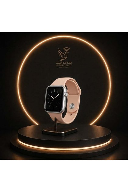 ساعة Apple Watch Series 4 بهيكل ألمنيوم فضي وسوار رياضي - الوردي الذهبي