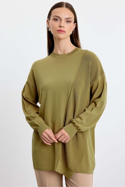 Örgü Detaylı Tunik Olive 21872