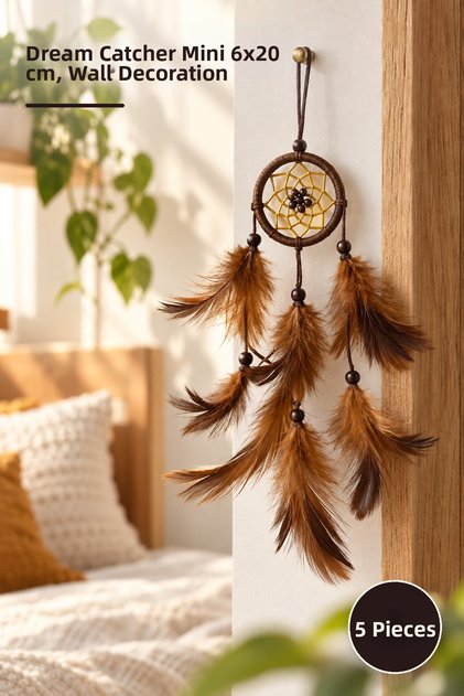 5 Dream Catchers – Dream Catcher Small Size 6X20 Cm, Wall Decoration Mini Decor