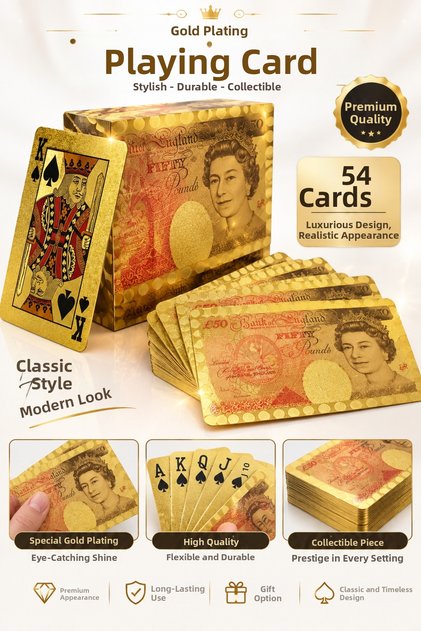 Gold Color Sterling Patterned Playing Cards – 54 Card Game Deck