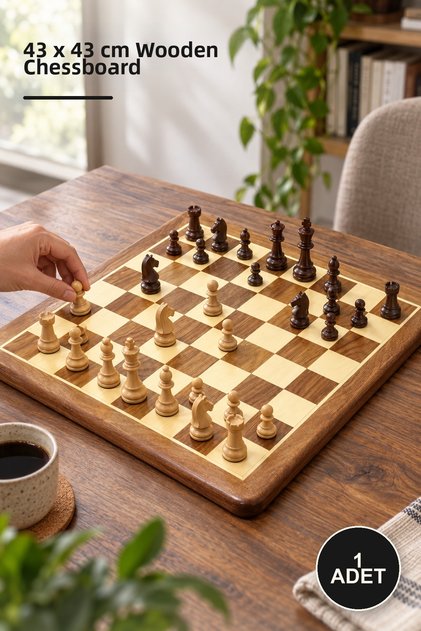 1 piece wooden chessboard - 43 x 43 cm game board, wooden chessboard, chess board