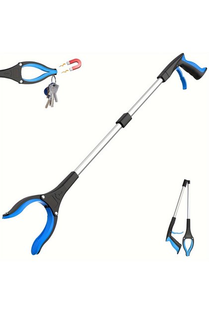 Blue Long handle foldable garbage clip, multifunctional environmental sanitation garbage collector,