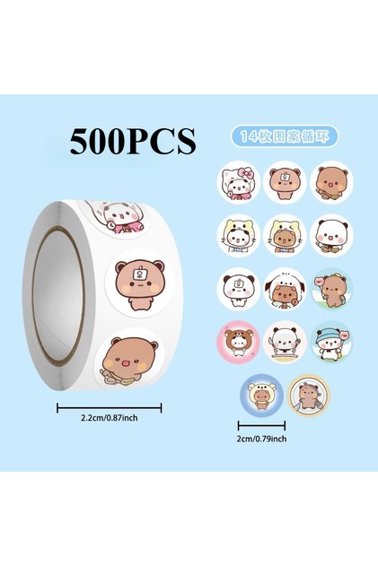 500PCS 500PCS Cute Bubu and Dudu Cartoon Roll Stickers Brooches for School Reward Sticker Gift Decor