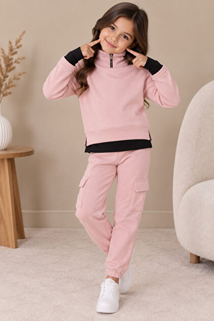 Girl's 3-string suit, hooded