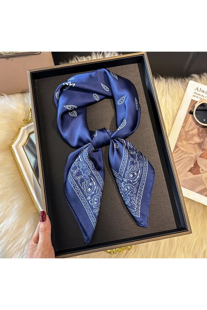 ROYAL BLUE New 70cm Square Paisley Print Square Silk Scarf Casual Elegant Thin Breathable Neck Women