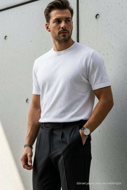 Men's Premium Viscose White Loose T-Shirt
